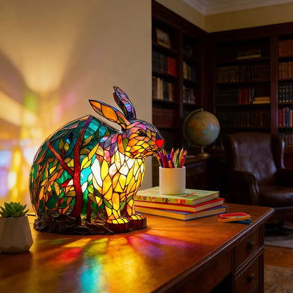 Poeurva witrażowa lampa w stylu leśnego króliczka 🐰✨