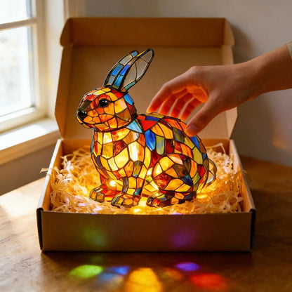 Poeurva witrażowa lampa w stylu leśnego króliczka 🐰✨