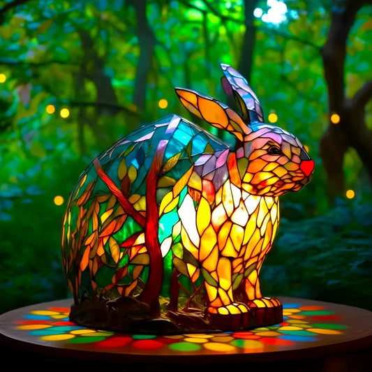 Poeurva witrażowa lampa w stylu leśnego króliczka 🐰✨