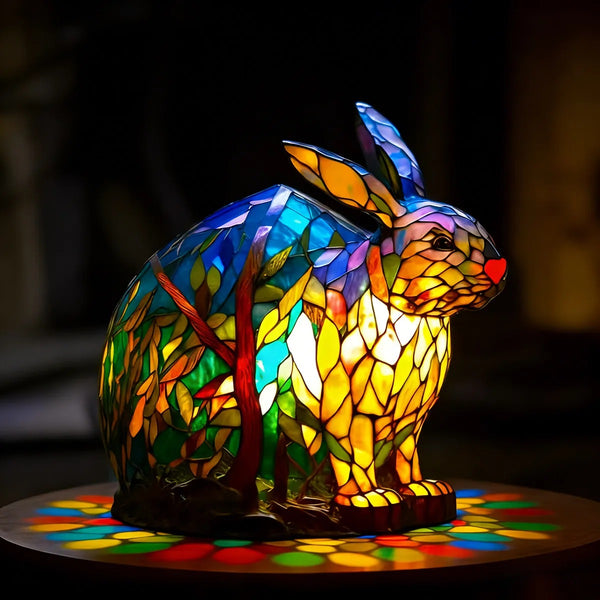Poeurva witrażowa lampa w stylu leśnego króliczka 🐰✨