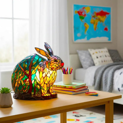 Poeurva witrażowa lampa w stylu leśnego króliczka 🐰✨