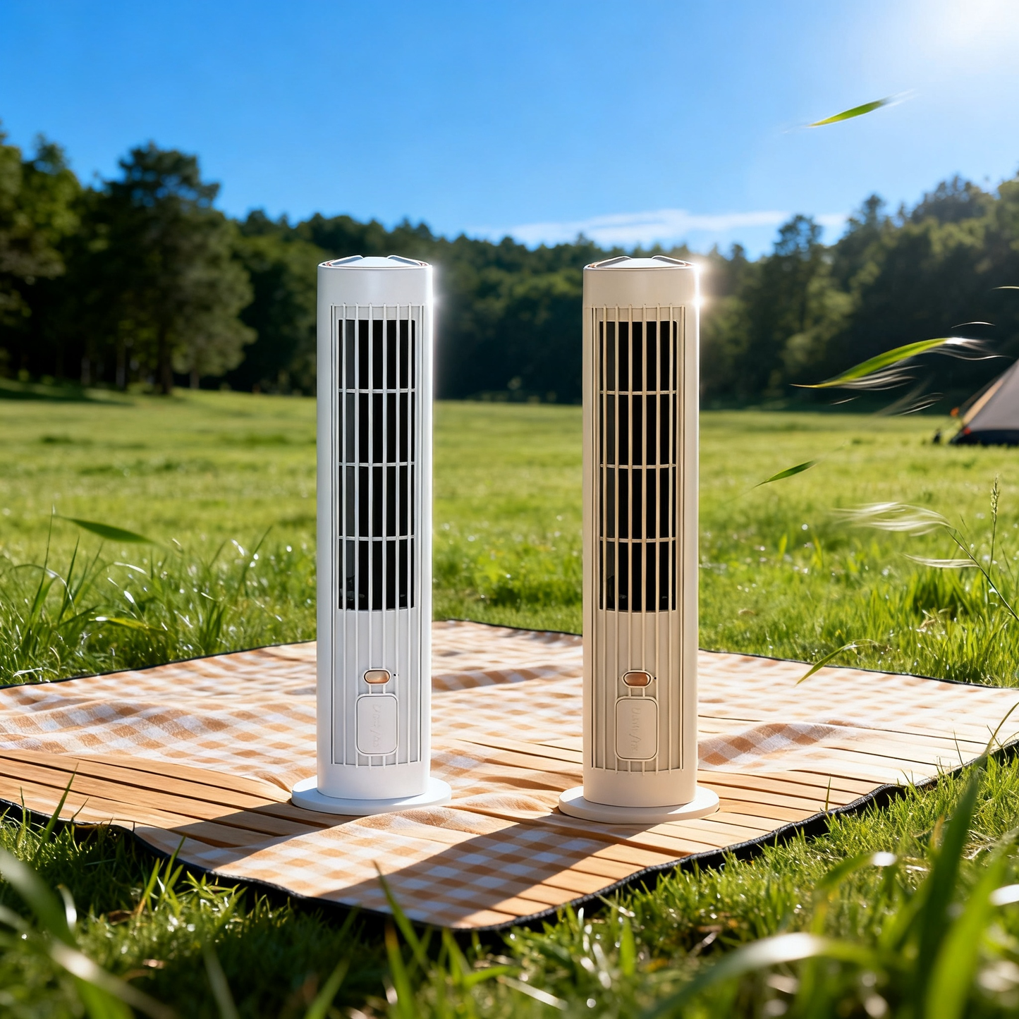 [🎉Ekskluzywna oferta dla członków]❄️ 2 w 1 ładowany przez USB biurkowy i stojący wentylator wieżowy – cichy mini wentylator do biura, nauki, kempingu i użytku na zewnątrz | przenośny, silny strumień powietrza, letni hit 🔥